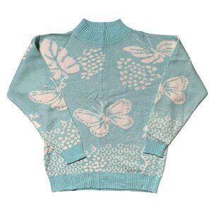 Vintage Fairy Kei Kawaii Sweater Size XL Pastel Butterly Glitter Sparkle 80s